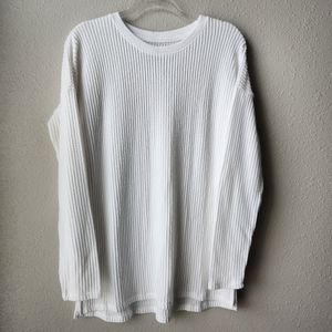ABERCROMBIE & FITCH White Dolman Long Sleeve Waffle Knit Thermal Tunic Top Tee